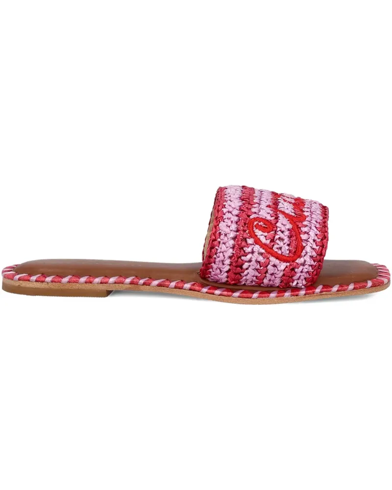 Giada Benincasa Bestickte Sandalen aus Raffiabast - Rosa Rosa