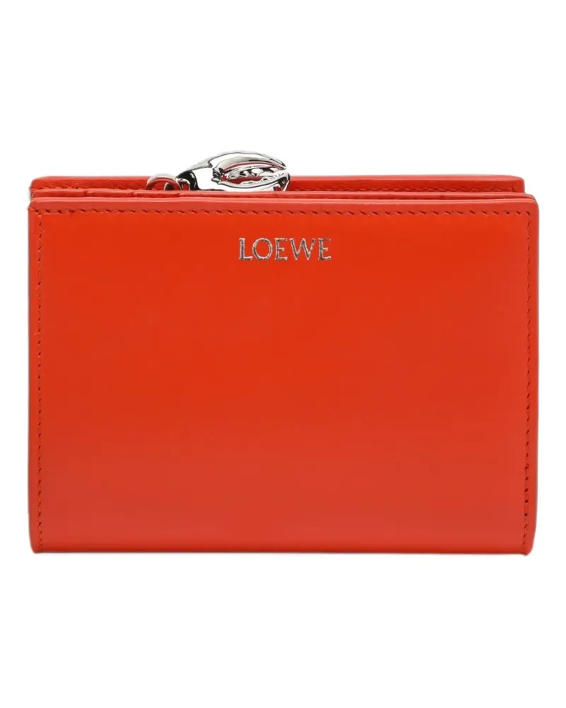 Loewe Claw compact wallet in glossy lambskin - Orange Orange