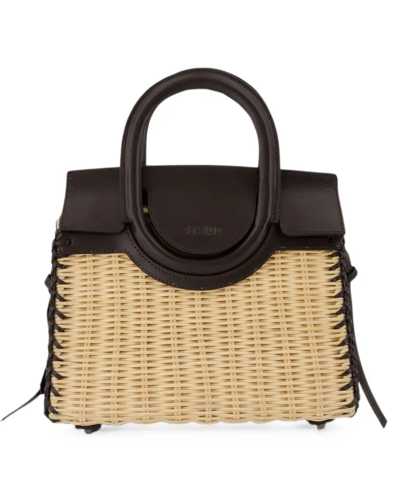 STAUD mini Maude wicker carryall bag - Nude Nude
