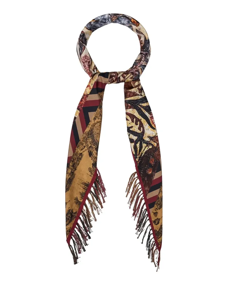 Pierre-Louis Mascia Geometrisch gemusterter Schal mit Fransensaum - Nude Nude