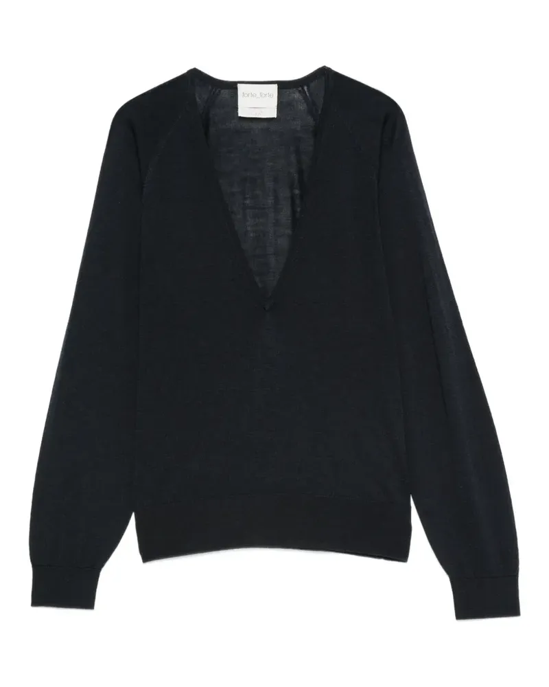 forte_forte Pullover mit V-Ausschnitt - Blau Blau