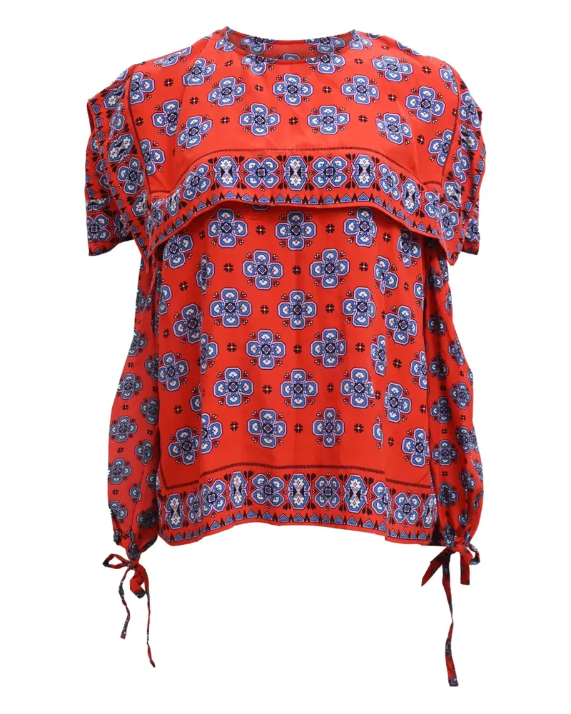 Sandro Dalla cold-shoulder mosaic-print blouse - Rot Rot