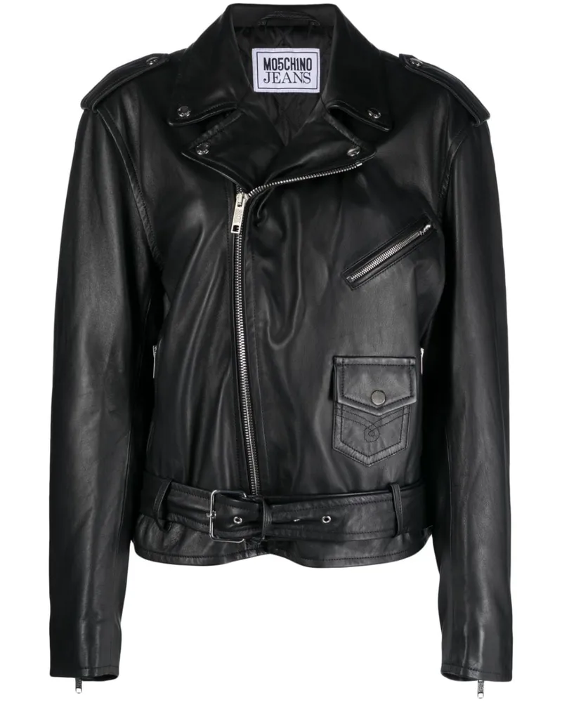 Moschino Klassische Bikerjacke Schwarz