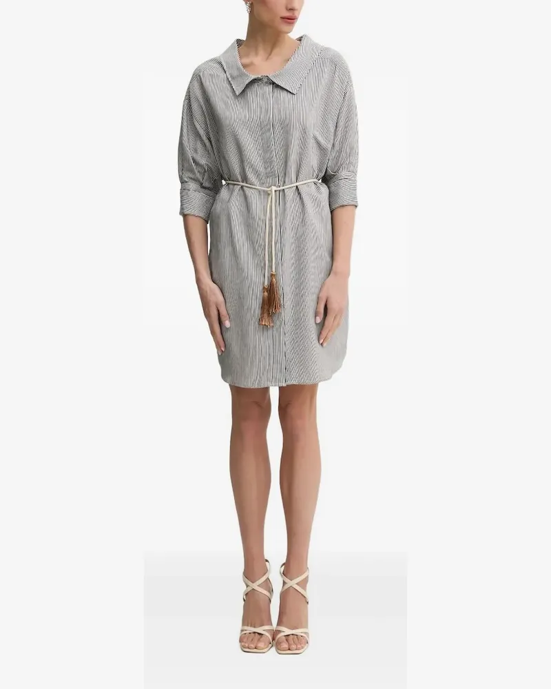 Liu Jo Hemd-Minikleid mit gestreiftem Gürtel - Schwarz Schwarz