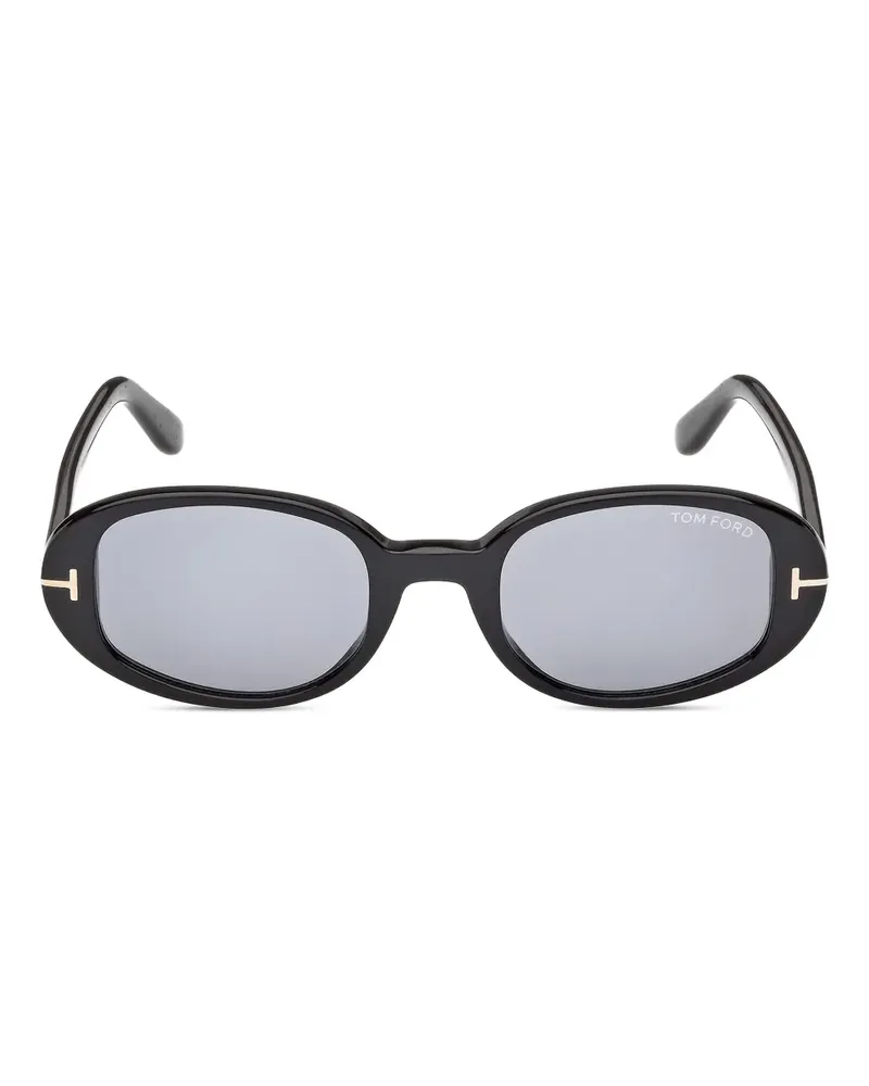 Tom Ford Sonnenbrille mit ovalem Gestell - Schwarz Schwarz