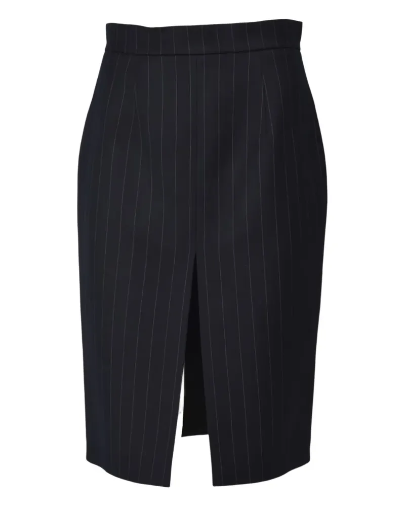 NINEMINUTES The Claudia pinstripe-pateern slit midi skirt - Blau Blau