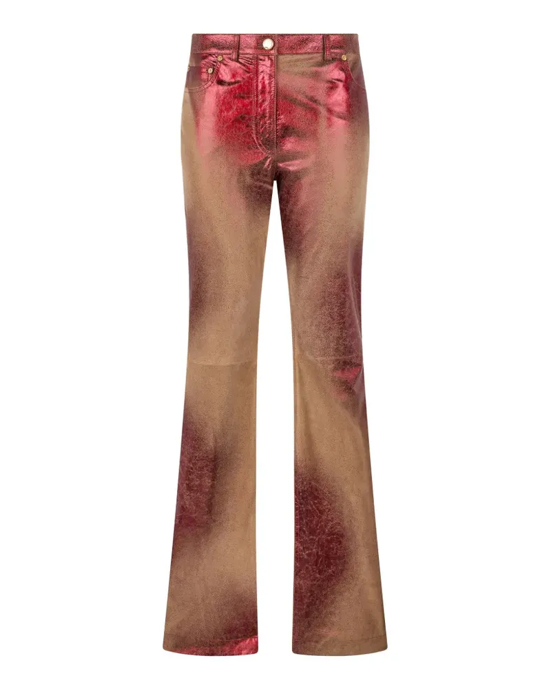 Roberto Cavalli Lederhose im Metallic-Look - Rot Rot