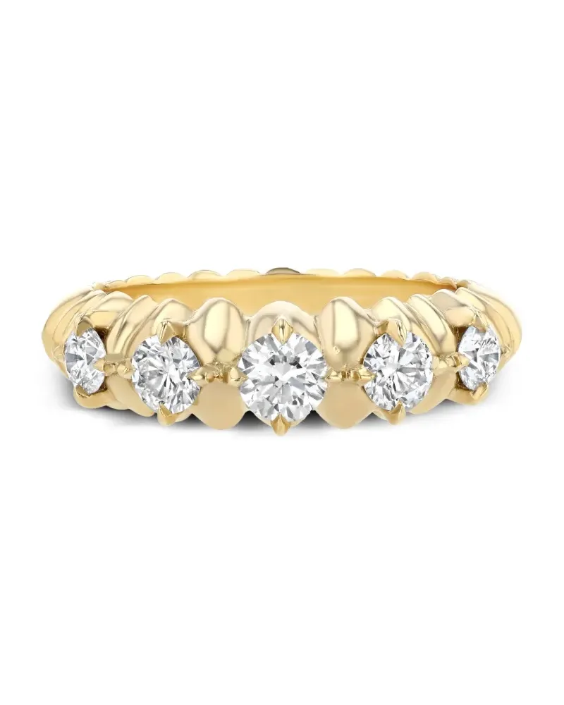 Lizzie Mandler 18kt Crescent Gelbgoldring mit Diamant Gold