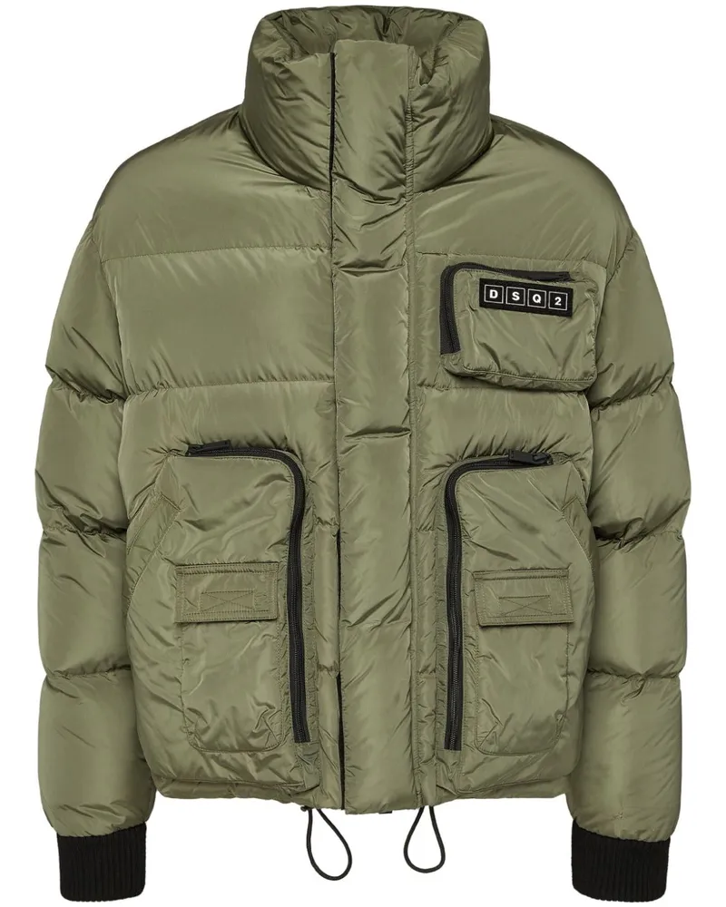 Dsquared2 Gefütterte Jacke mit Logo-Patch - Grün Grün
