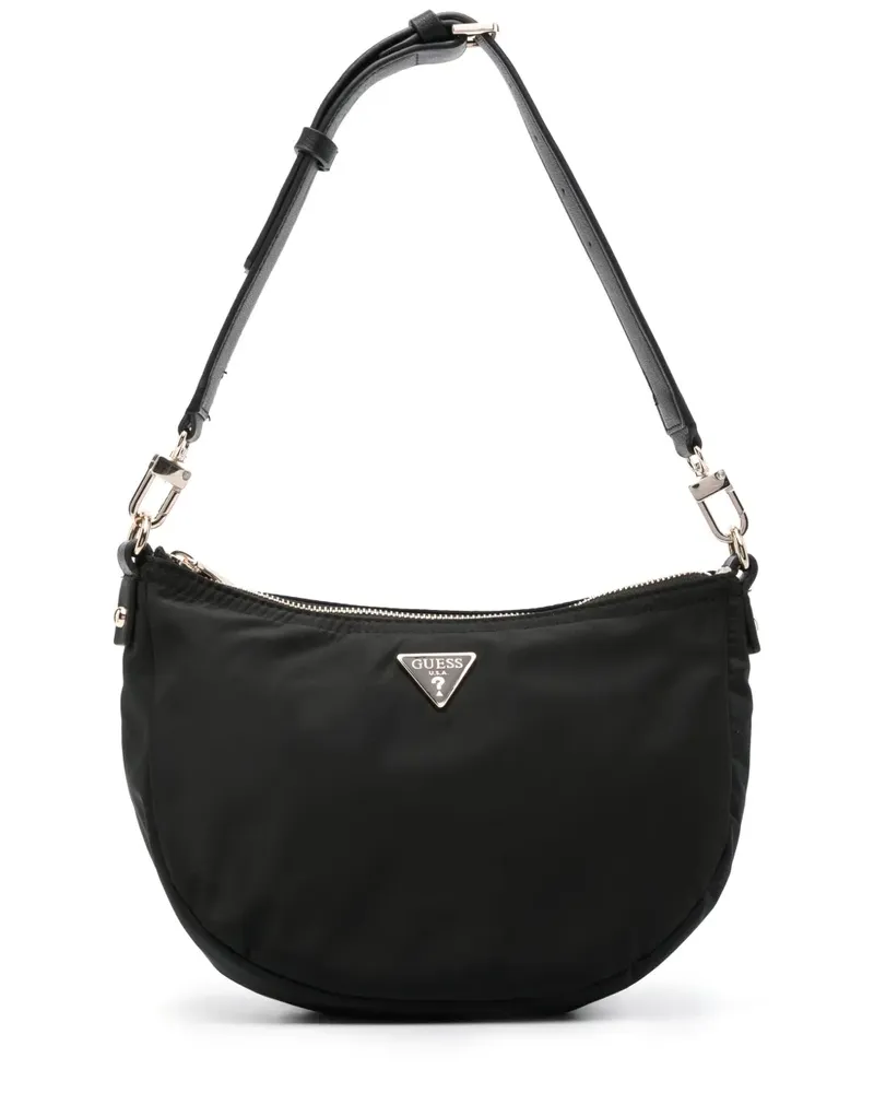 Guess Eco Gemma Schultertasche mit Logo-Schild - Schwarz Schwarz