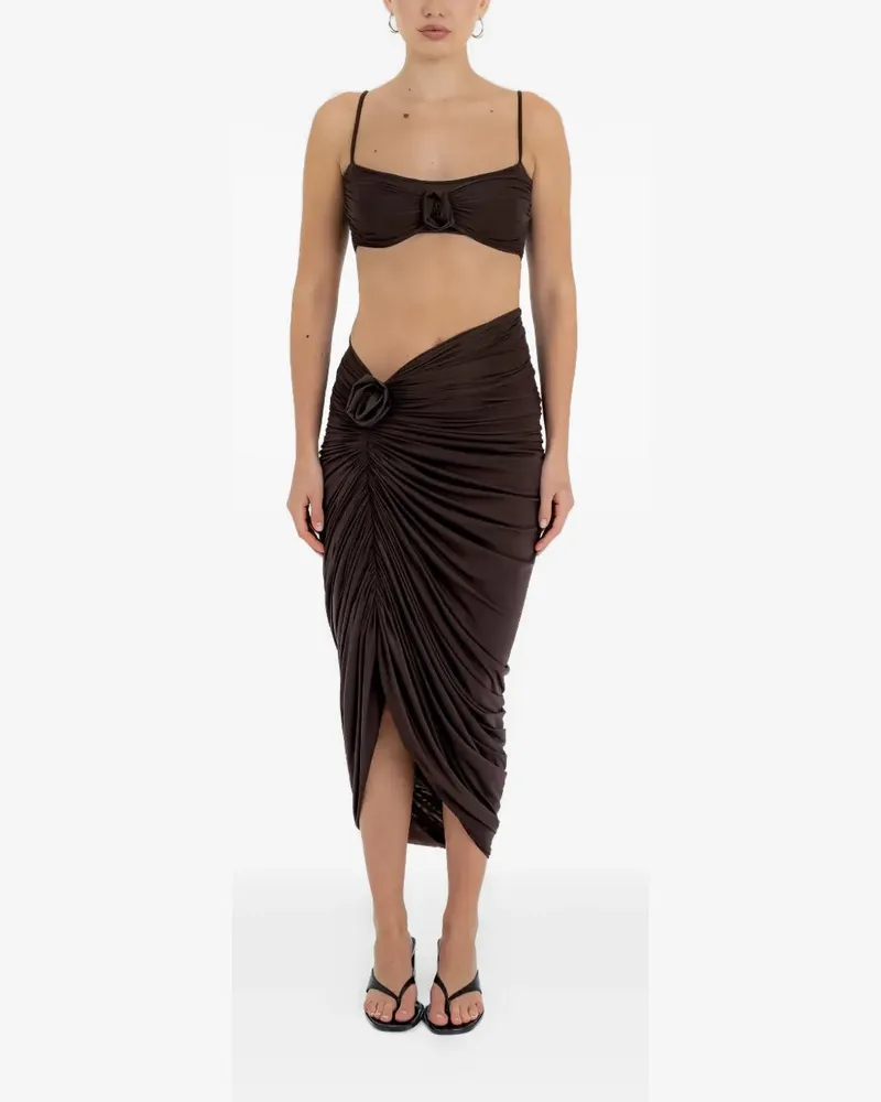 Maygel Coronel Medusa floral-appliqué beachwear set (set of two) - Braun Braun