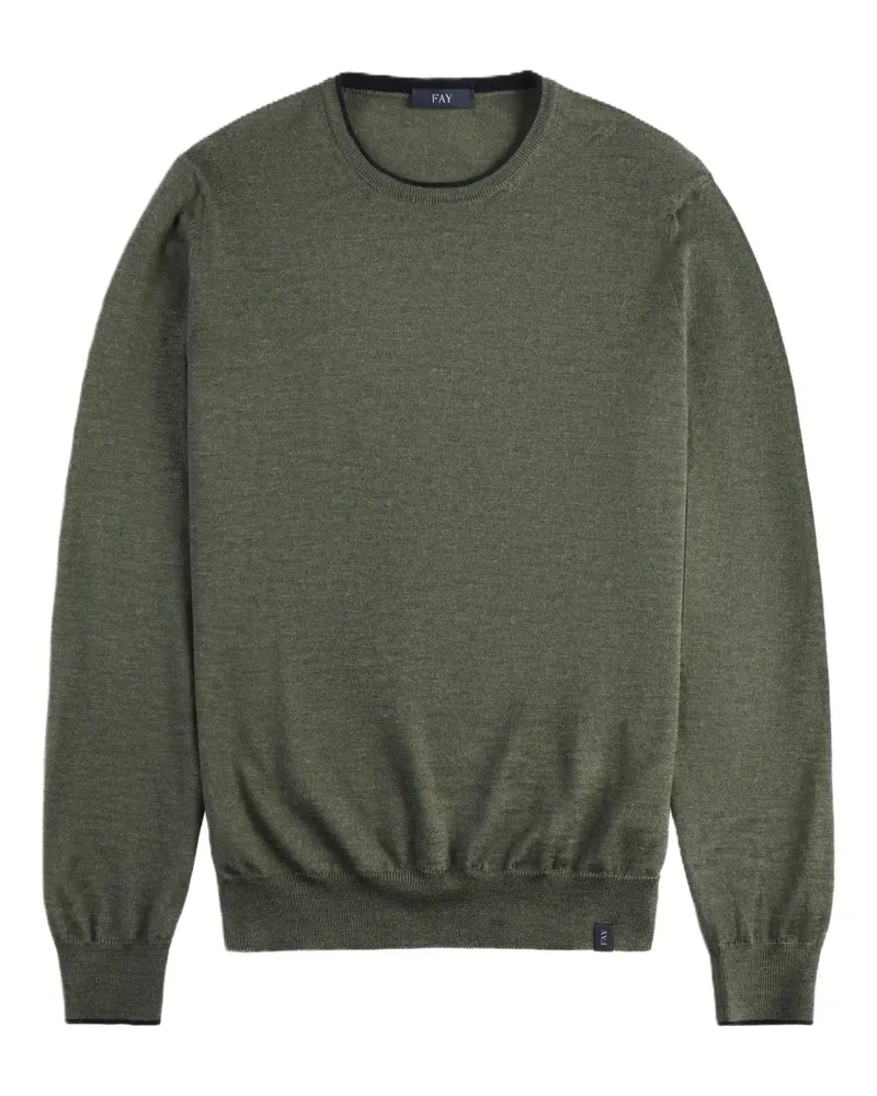 Fay Pullover mit Ellenbogen-Patches - Grün Grün