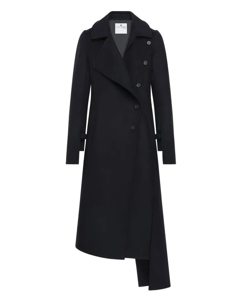 Courrèges Asymmetrischer Oblique Mantel - Schwarz Schwarz