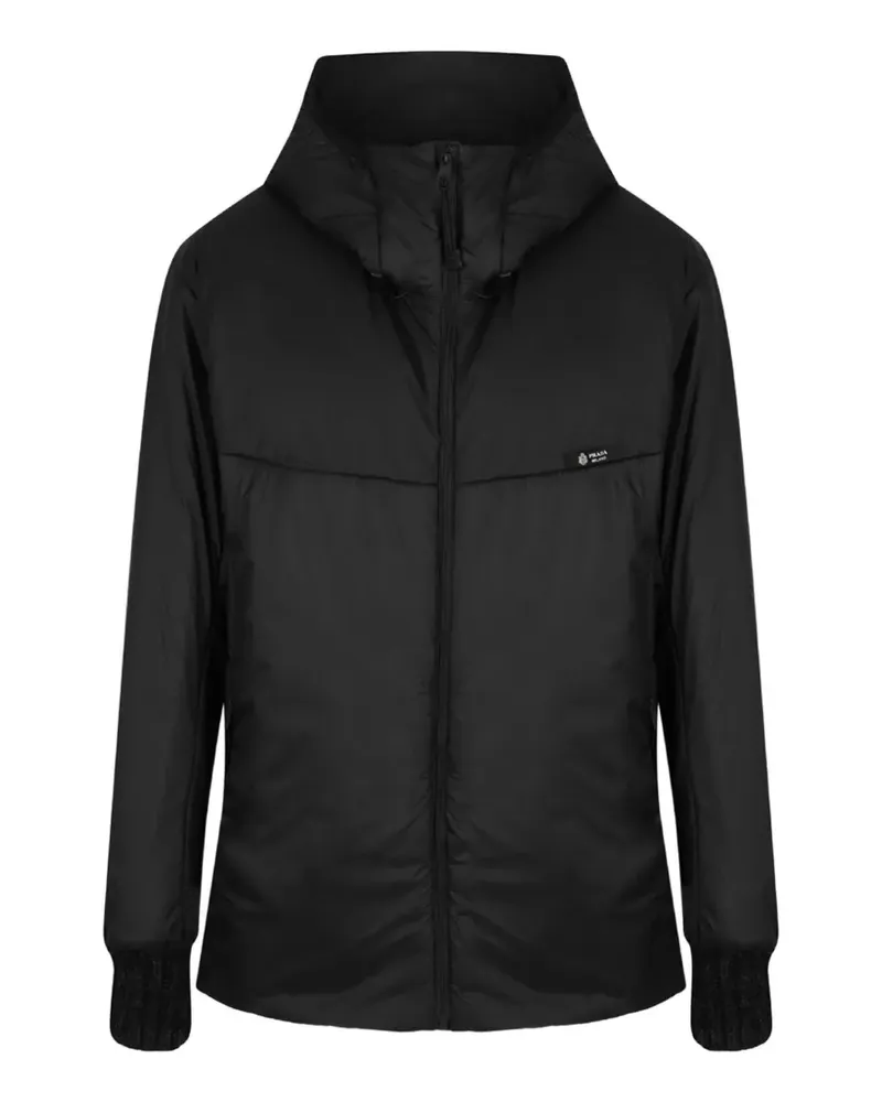 Prada logo-patch hooded jacket - Grau Grau