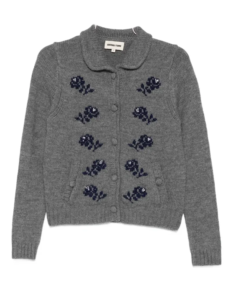 SHUSHU/TONG floral-appliqué cardigan - Grau Grau