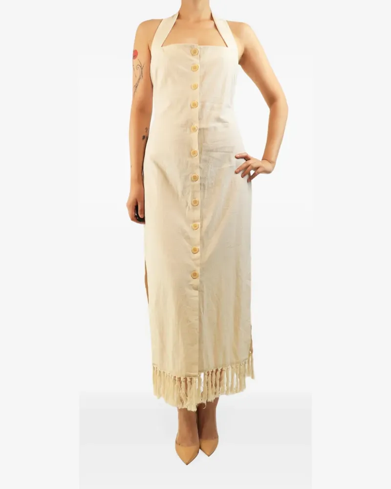 Nanushka Neckholder-Midikleid mit Fransen - Nude Nude