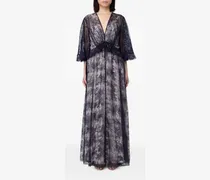 sequin-embellished lace maxi dress - Blau