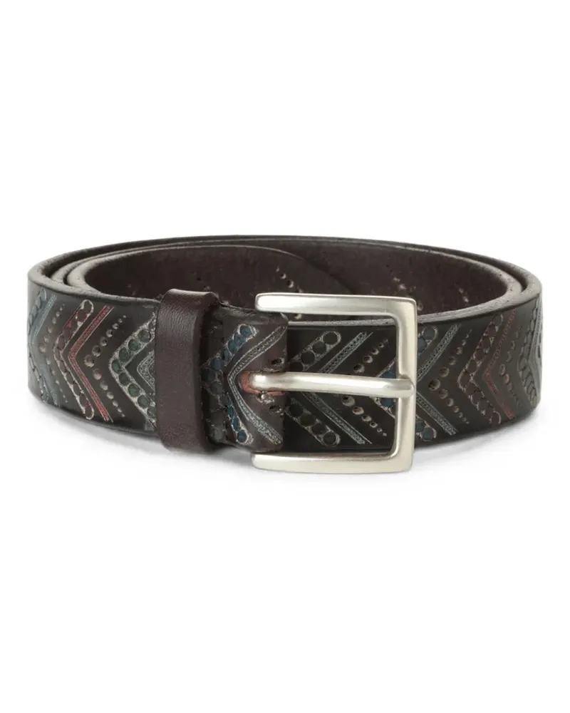 Orciani chevron-embossed laser-cut belt - Braun Braun