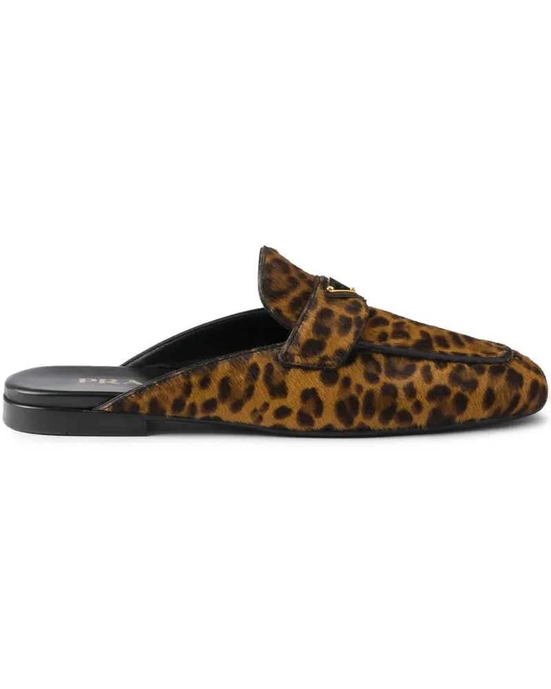Prada Mules mit Leoparden-Print - Braun Braun