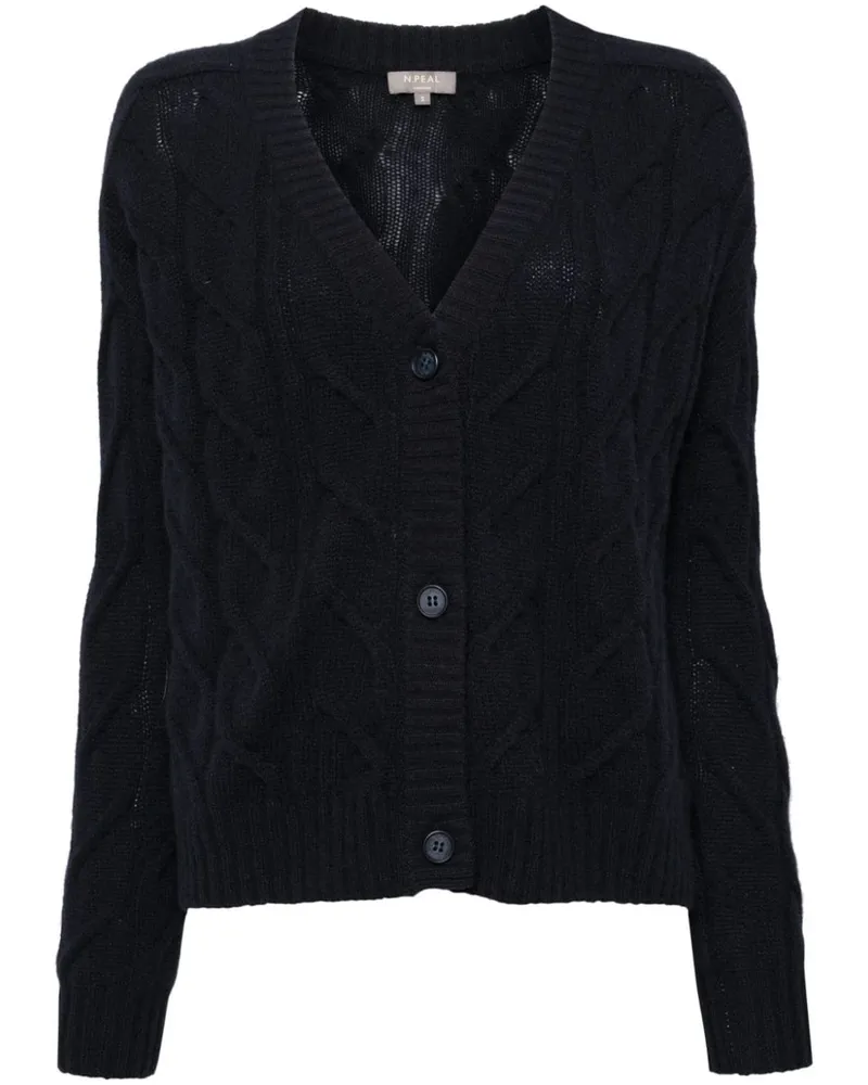 N.Peal Cardigan mit Zopfmuster - Blau Blau