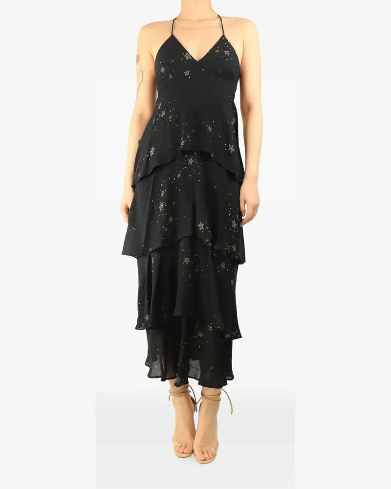 A.L.C. star-print tiered slip midi dress - Schwarz Schwarz