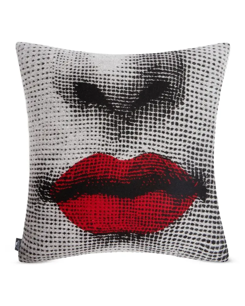 Fornasetti Kissen mit Lippenprint - Weiß Weiß