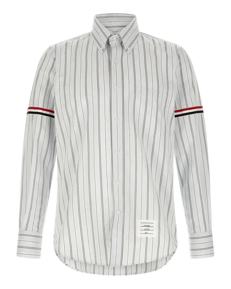 Thom Browne Gestreiftes Popeline-Hemd mit Armbändern - Grau Grau