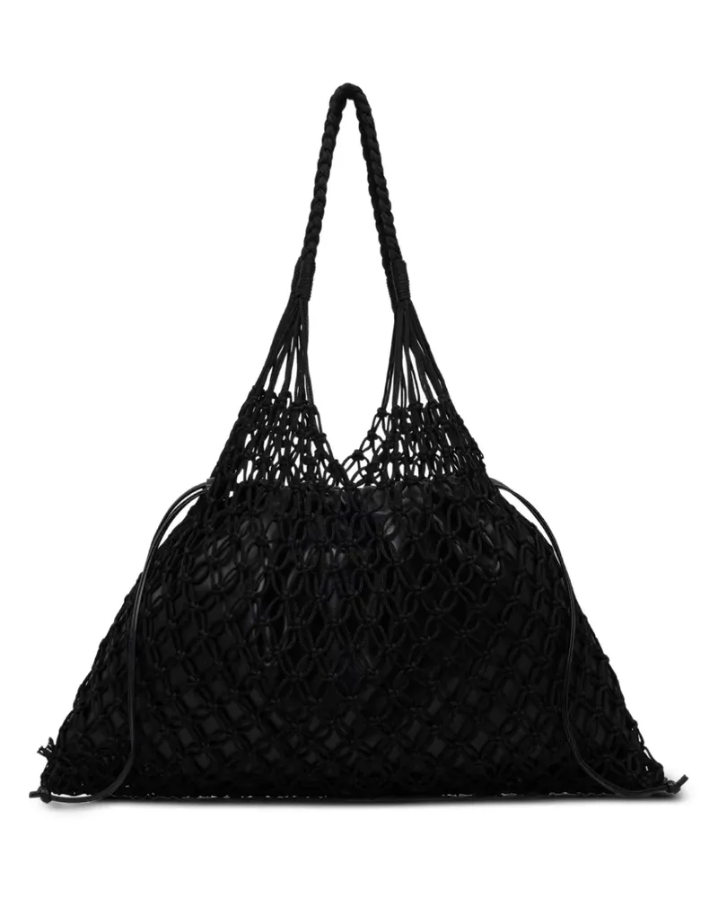 Sisley Tote Bag mit geflochtenem Riemen - Schwarz Schwarz