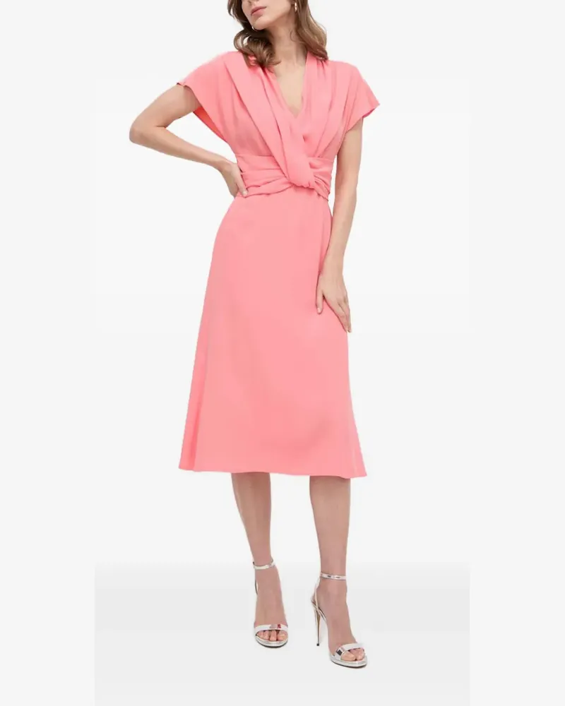 HUGO BOSS V-Ausschnitt-Kleid mit verdrehtem Detail - Rosa Rosa