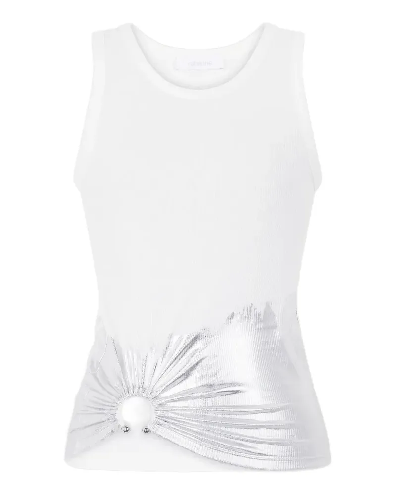 Paco Rabanne Geripptes Tanktop mit Piercing-Applikation - Weiß Weiß