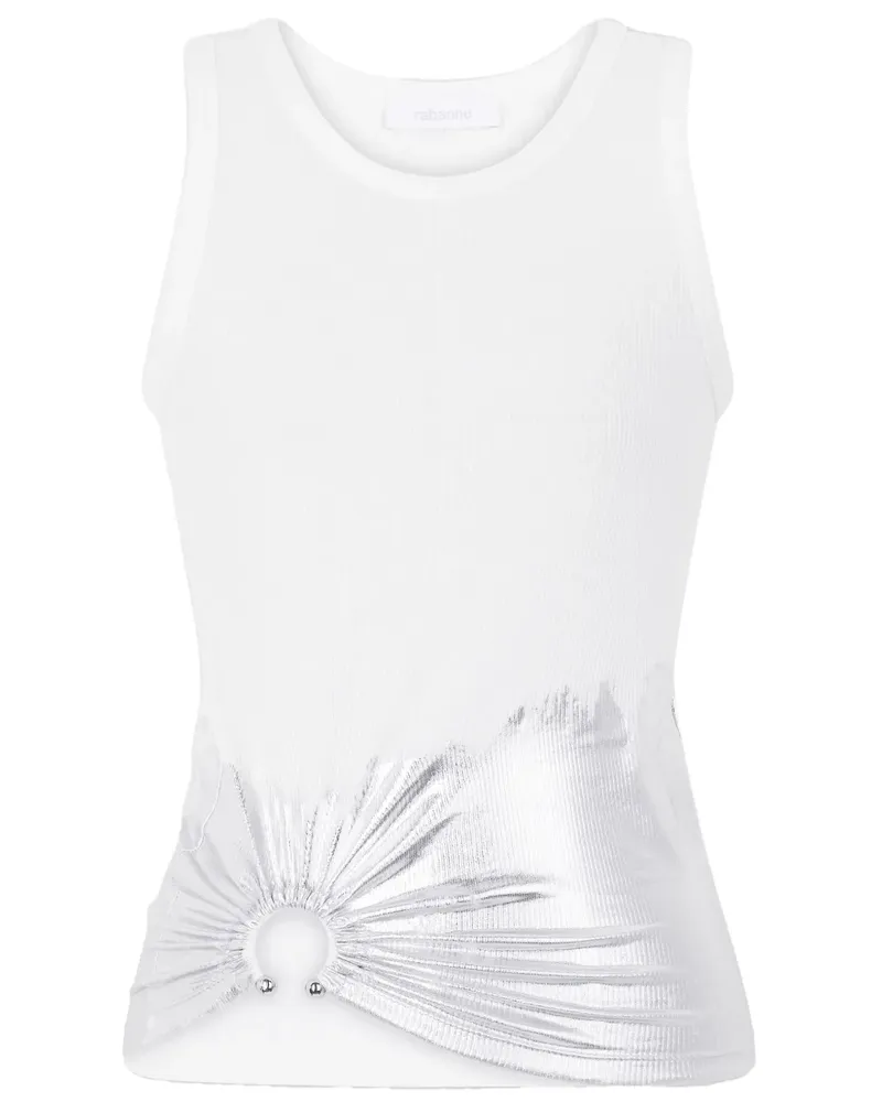 Paco Rabanne Geripptes Tanktop mit Piercing-Applikation - Weiß Weiß