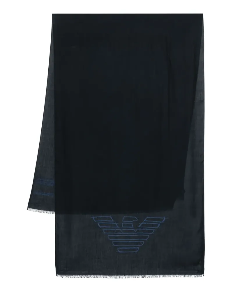 Emporio Armani Schal mit Logo-Print - Blau Blau