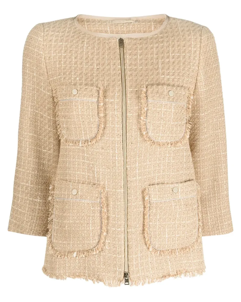 Herno Tweed-Jacke mit Reißverschluss - Nude Nude
