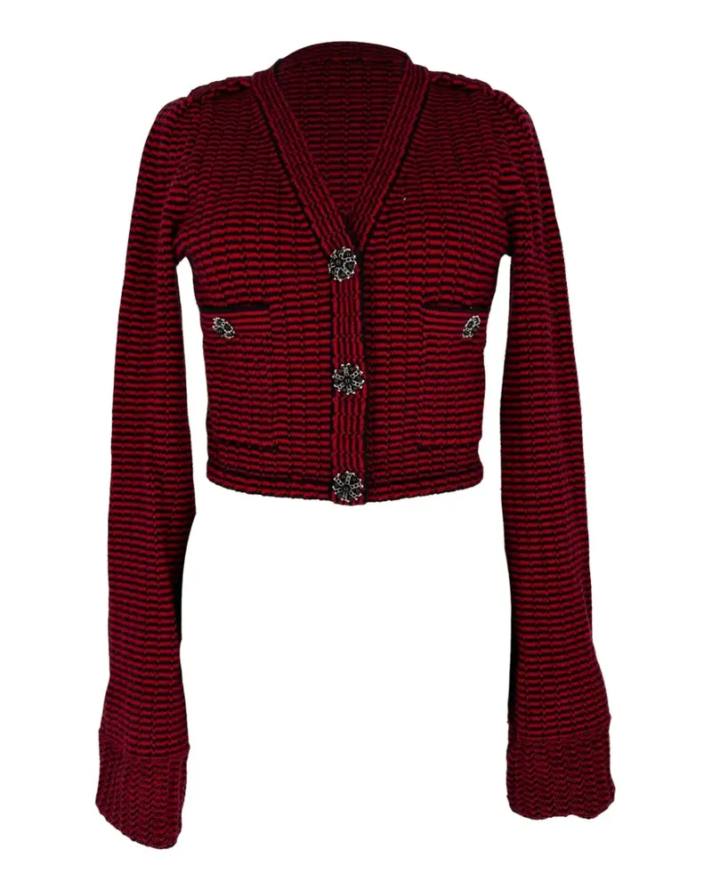 Self-Portrait 2020s gestreifter Cropped-Cardigan - Rot Rot