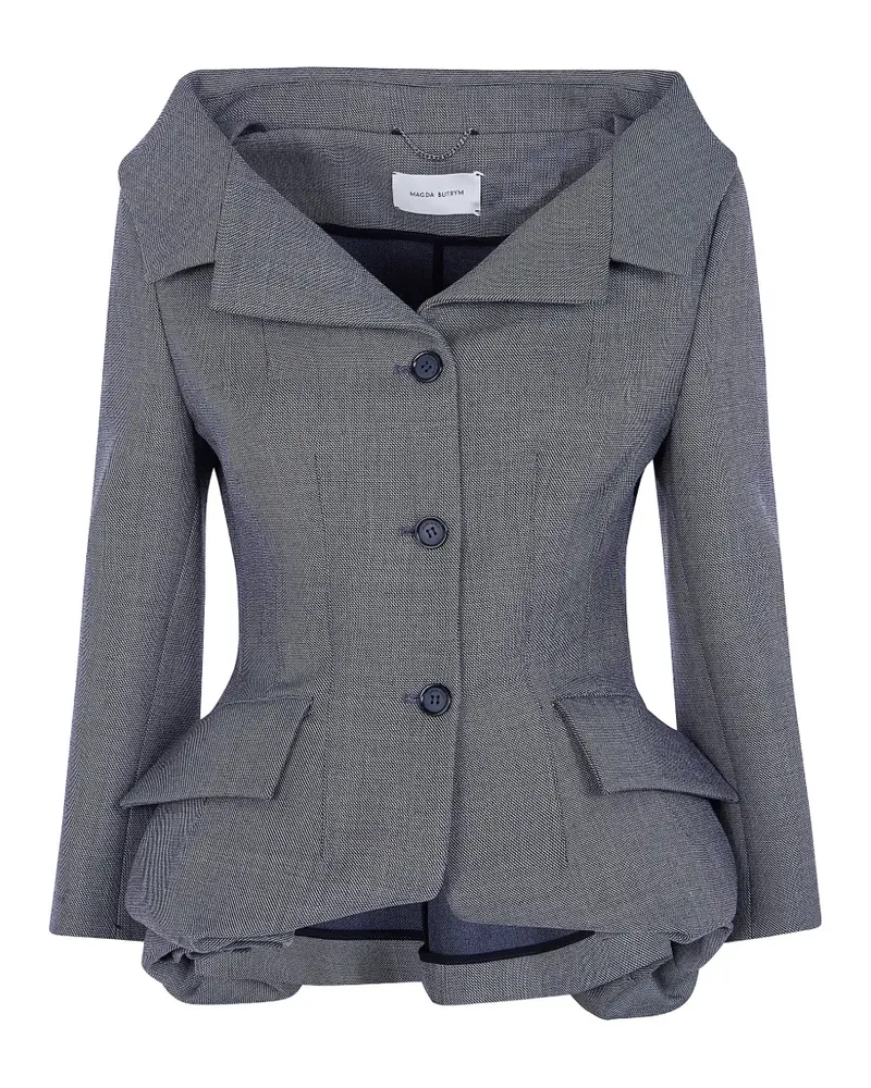 Magda Butrym Schulterfreier Blazer mit Schößchen - Grau Grau