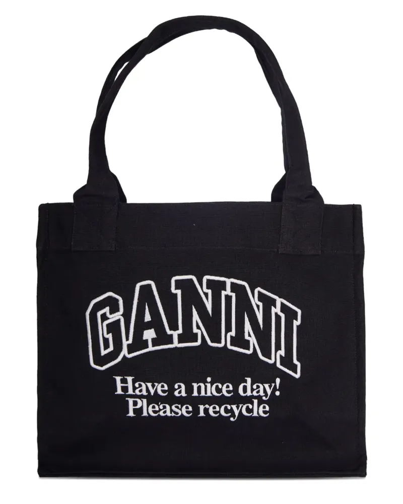 Ganni logo-print tote bag - Schwarz Schwarz