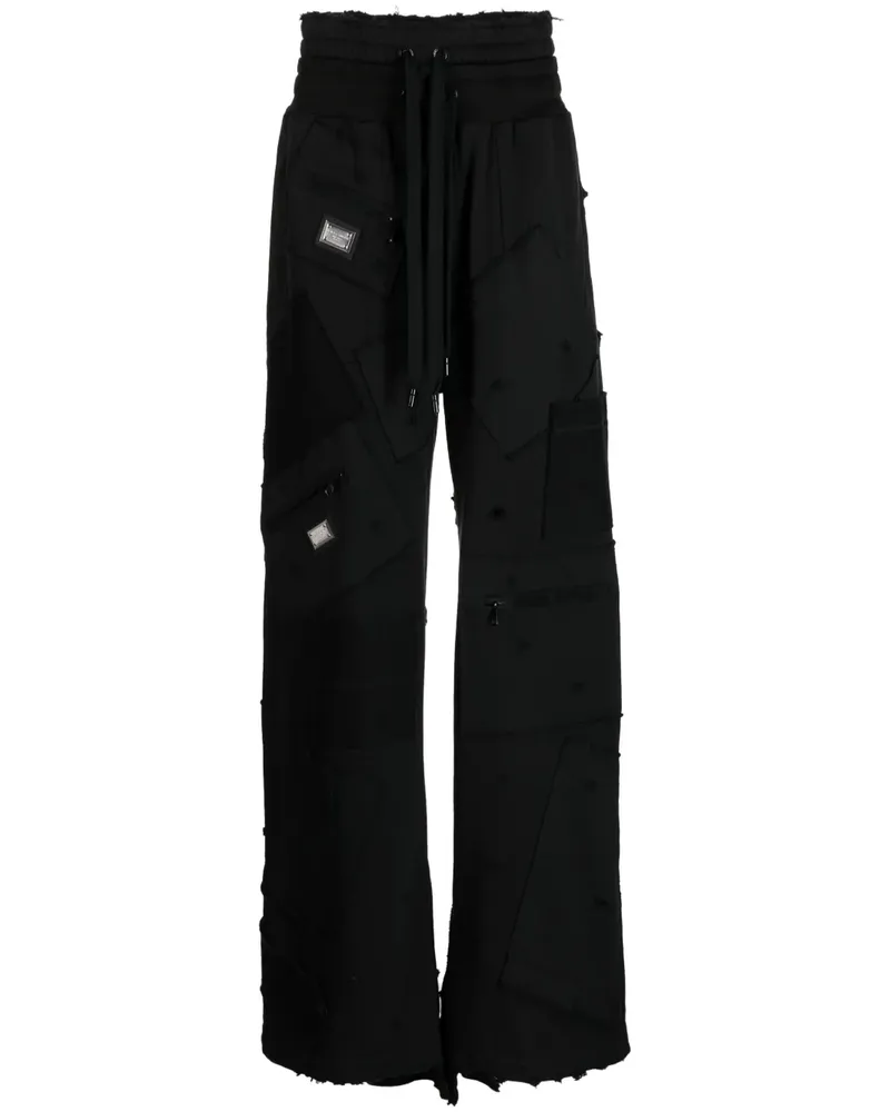Dolce & Gabbana Weite Jogginghose im Patchwork-Look - Schwarz Schwarz