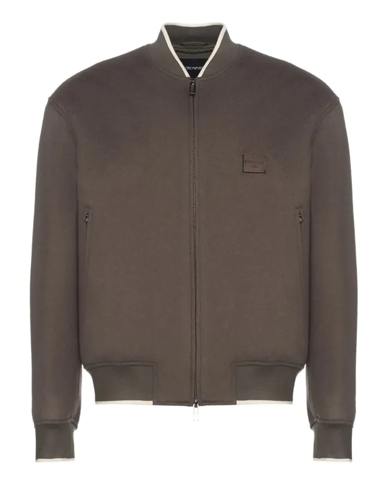 Emporio Armani zip ribbed collar jacket - Grau Grau