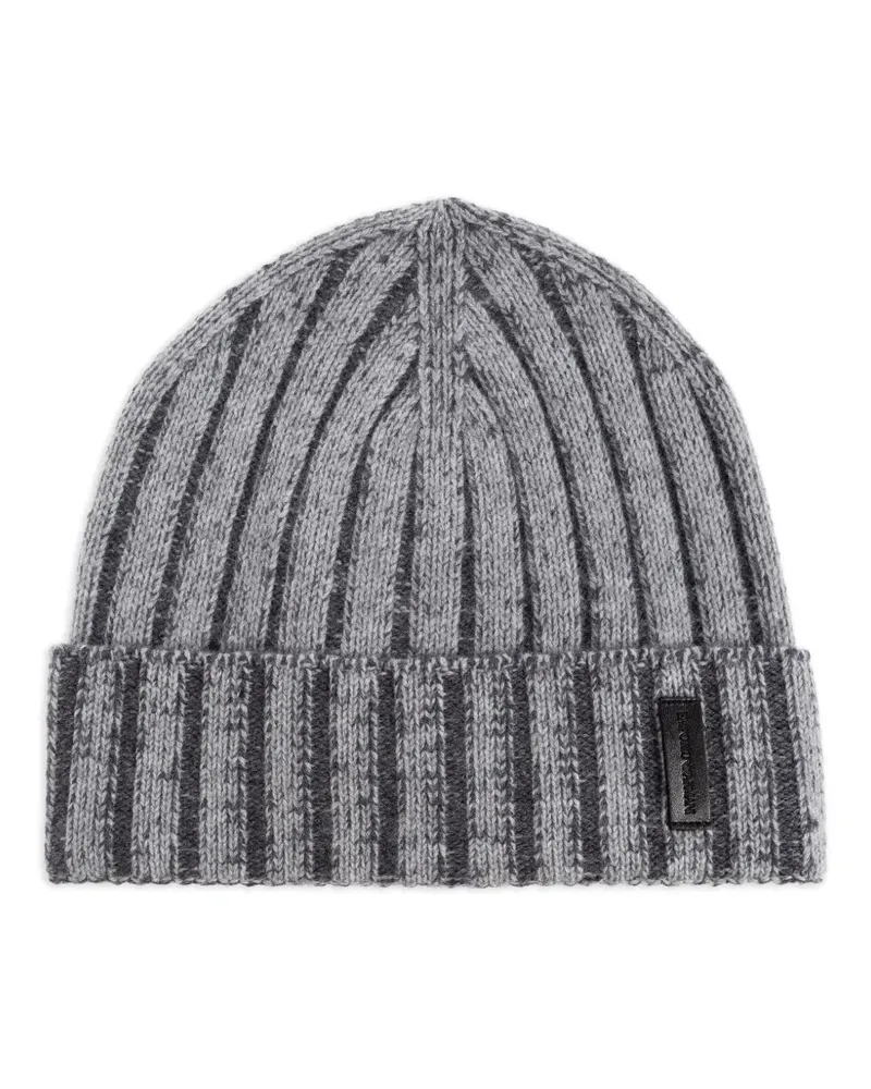 Emporio Armani Gerippte Beanie - Grau Grau