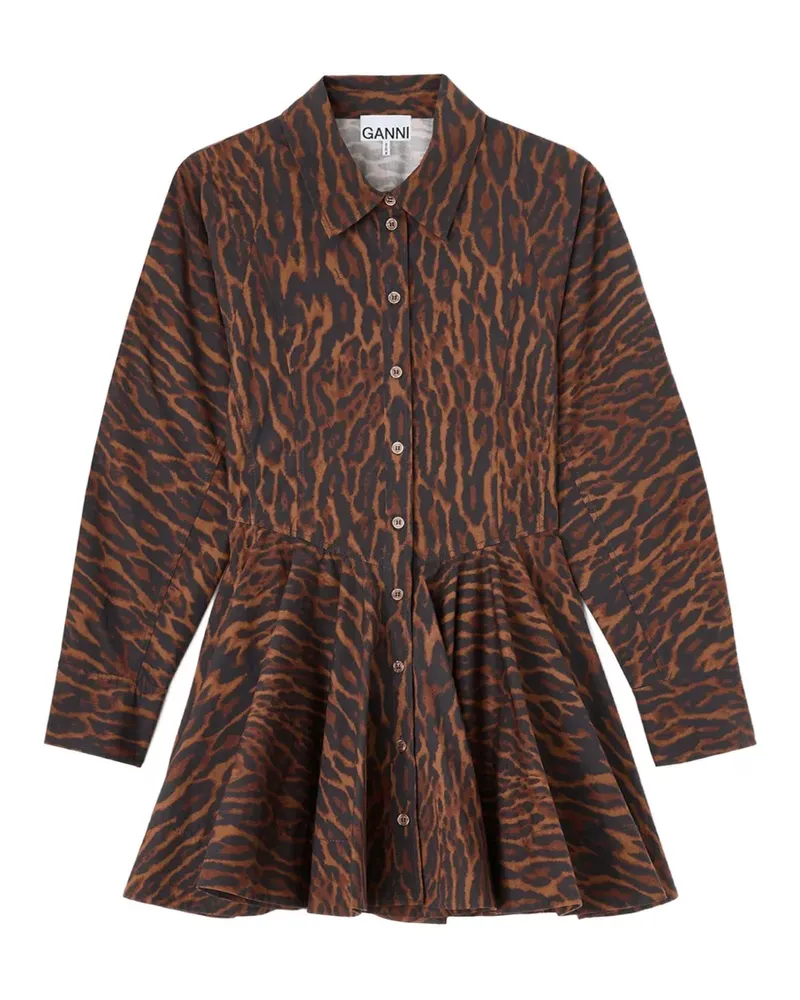Ganni Kleid mit Farbverlauf und Leopardenprint - Braun Braun