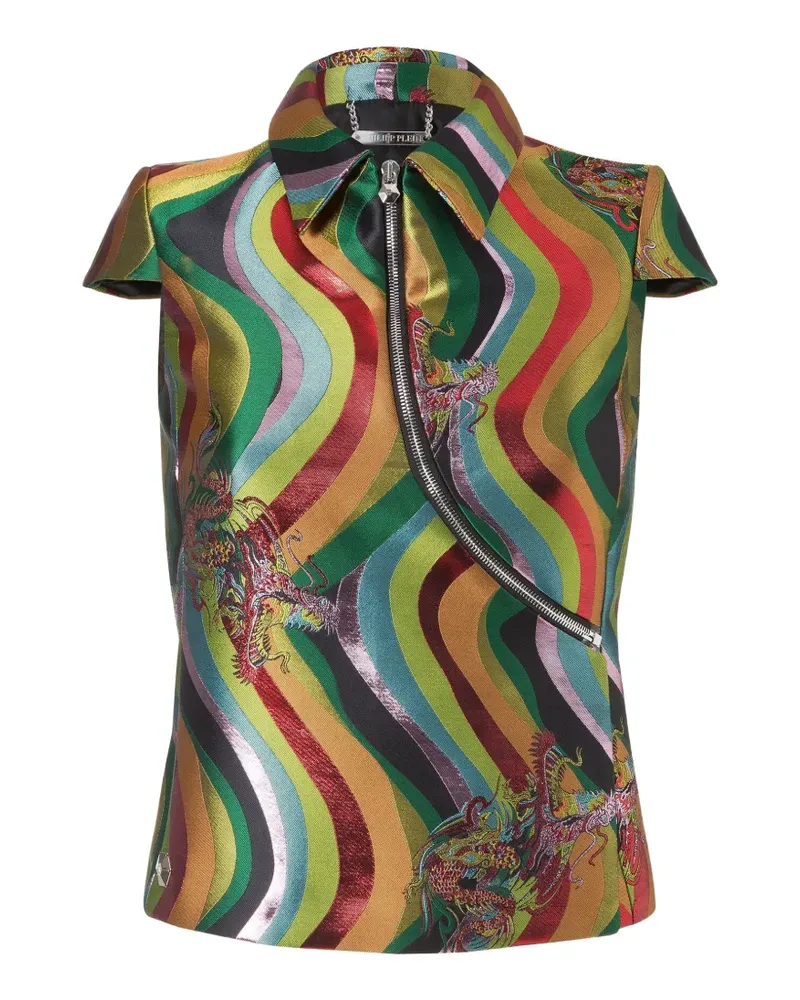 Philipp Plein Sailor zipped polo top - Grün Grün