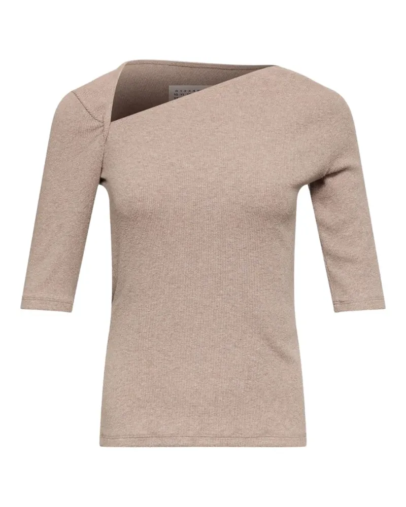 Maison Margiela Asymmetrisches T-Shirt aus Rippstrick - Nude Nude