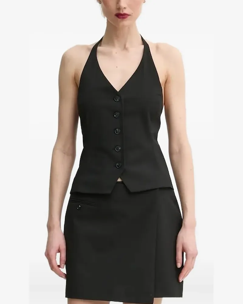 Samsøe & Samsøe Saneem Neckholder-Top mit Knöpfen - Schwarz Schwarz