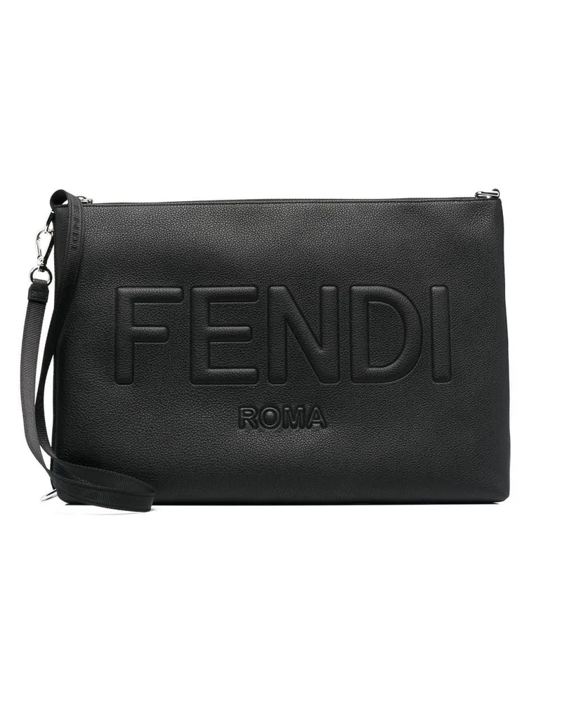 Fendi Clutch mit Logo-Prägung - Schwarz Schwarz