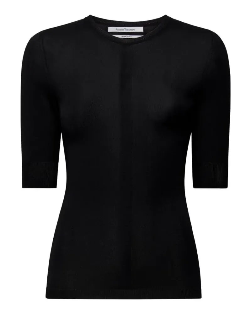 Another Tomorrow ribbed-knit T-shirt - Schwarz Schwarz