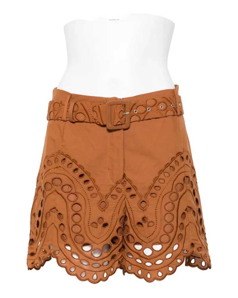 Charo Ruiz Dune broderie-anglaise belted shorts - Braun Braun