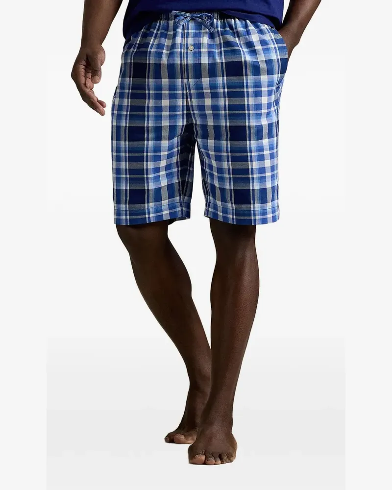 Ralph Lauren check-print drawstring pajama shorts - Blau Blau