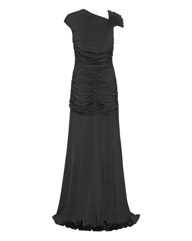 ROTATE Birger Christensen Asymmetrisches Maxikleid - Schwarz Schwarz
