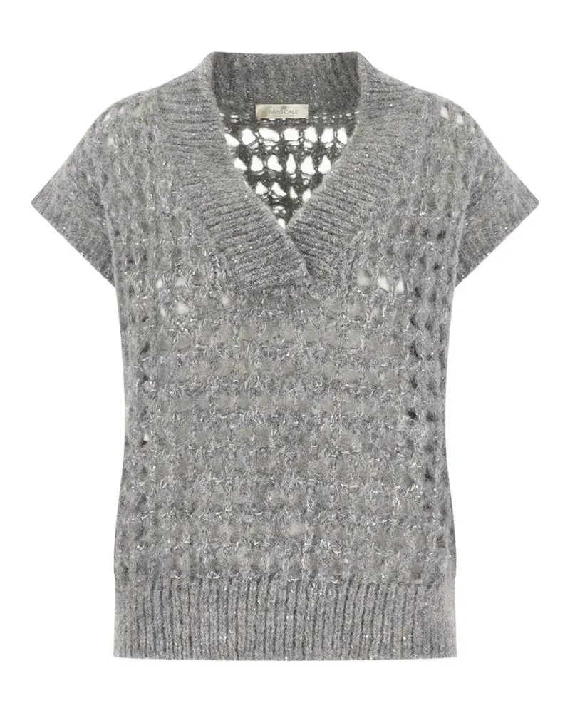 PANICALE Cashmere sequin-embellished open-knit sweater - Grau Grau
