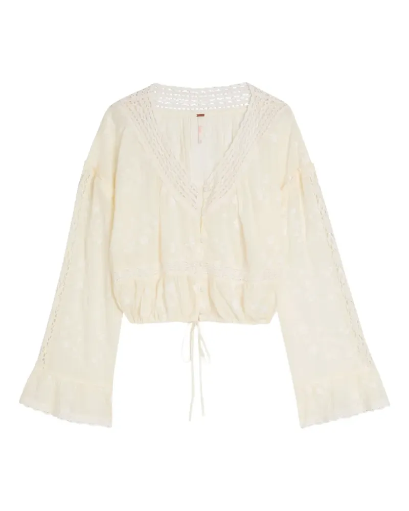 Free People floral-embroidered blouse - Nude Nude